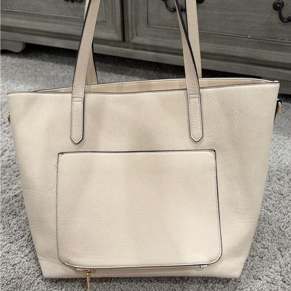 Poppy & peonies GO-GETTER leather  TOTE cream like new - Picture 9 of 9